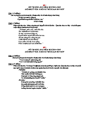 Đề và đáp án khảo sát chất lượng học kì I Ngữ văn lớp 10 - Năm học 2014-2015